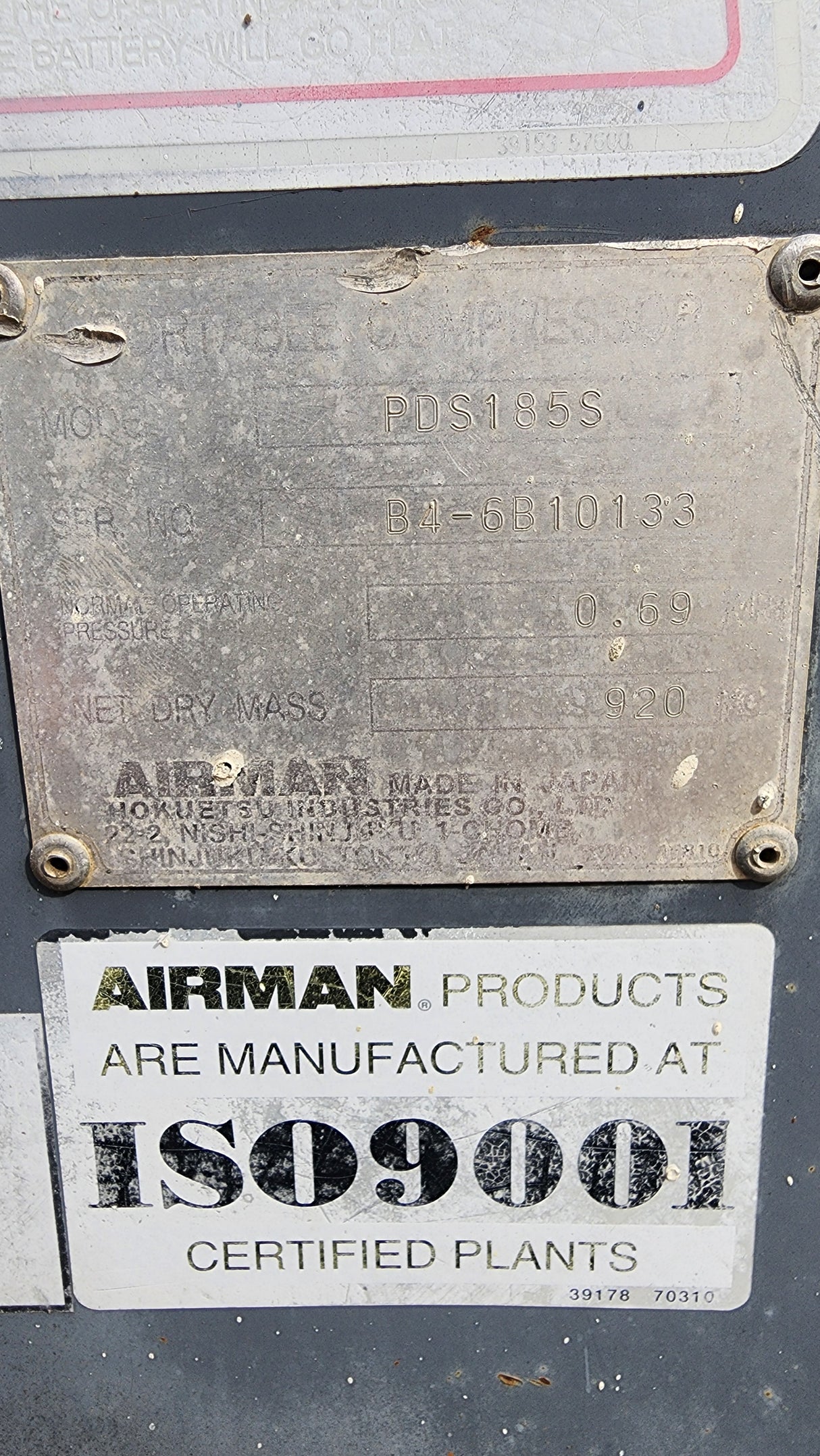 Airman 185 CFM Air Compressor - used