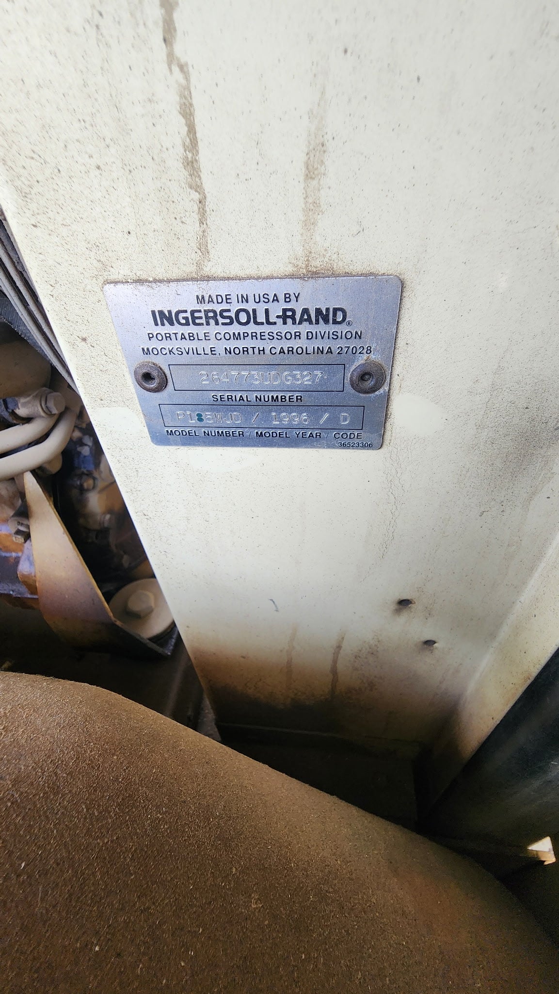 Ingersol 185 CFM Air Compressor- used