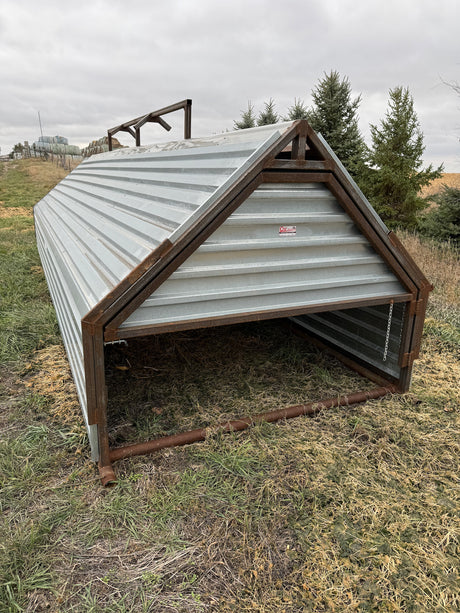 Close up view of calf shed