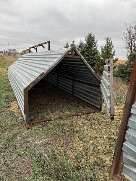 Calf Shed with Door Open in Pasture