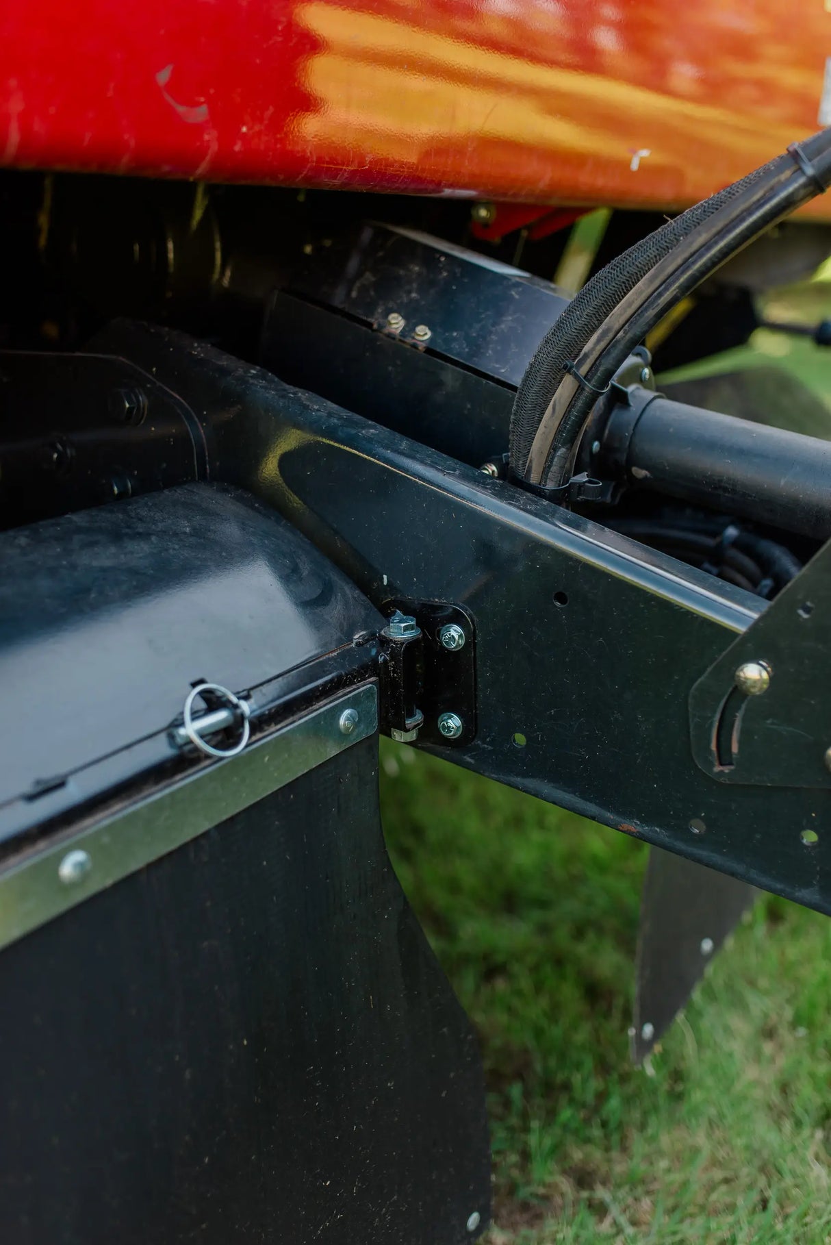 Rock Block hardware on a baler