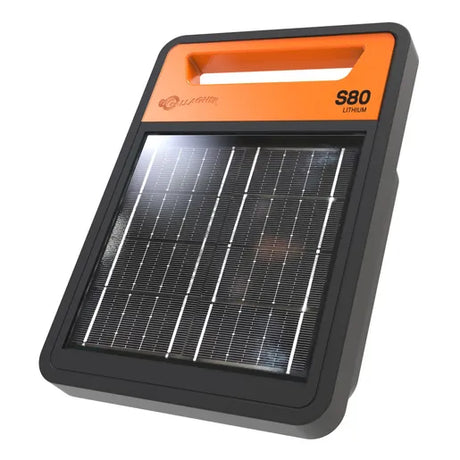 Solar panel with 'S80 Lithium' branding on a white background