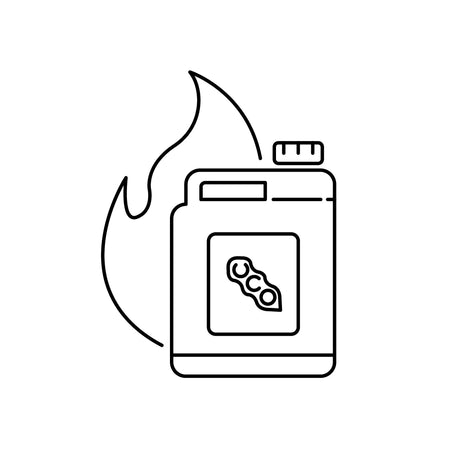 SoyFoam solution in a jug with fire animation behind it