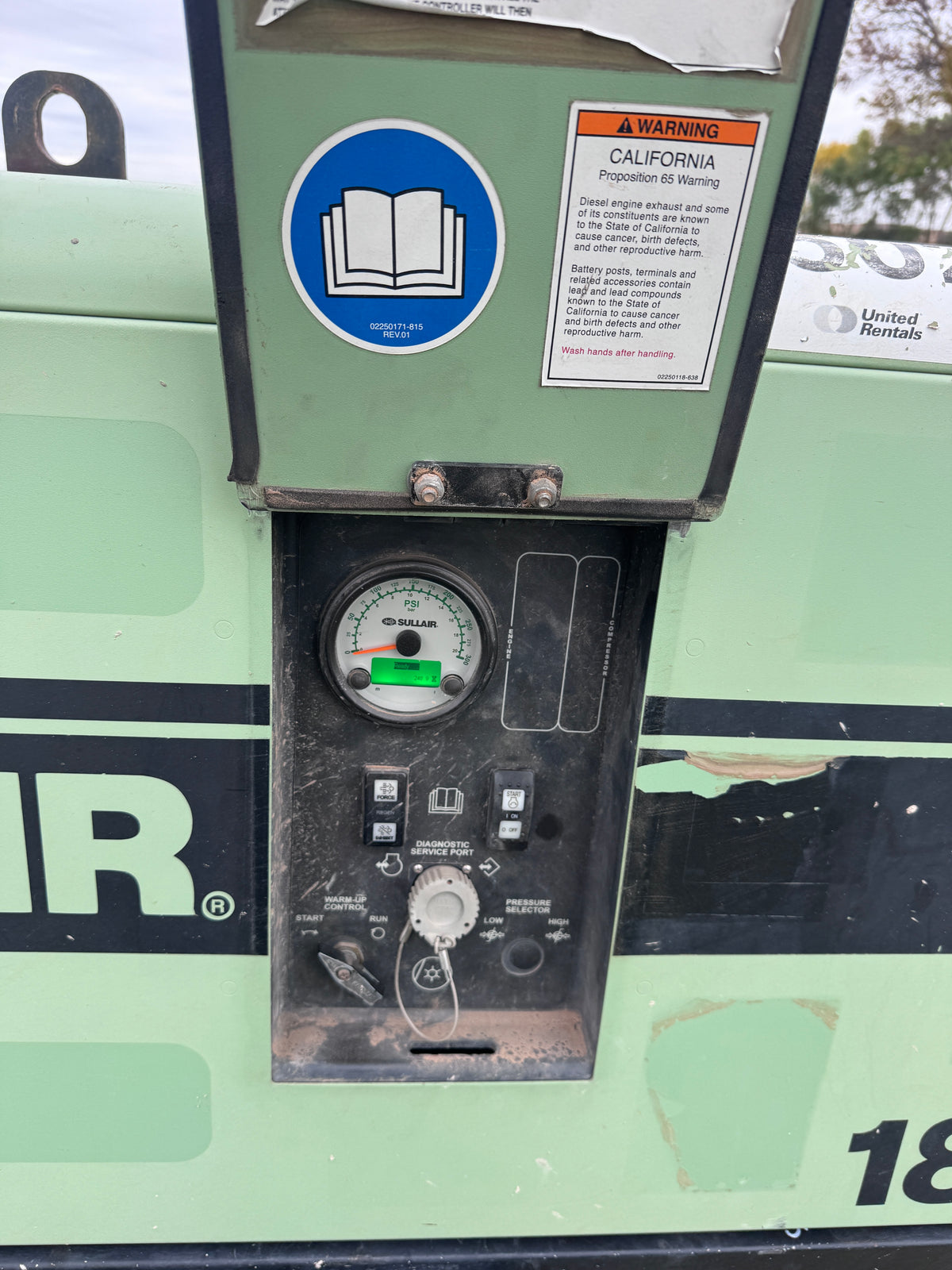 Sullair 185 CFM Air Compressor - Used 2018