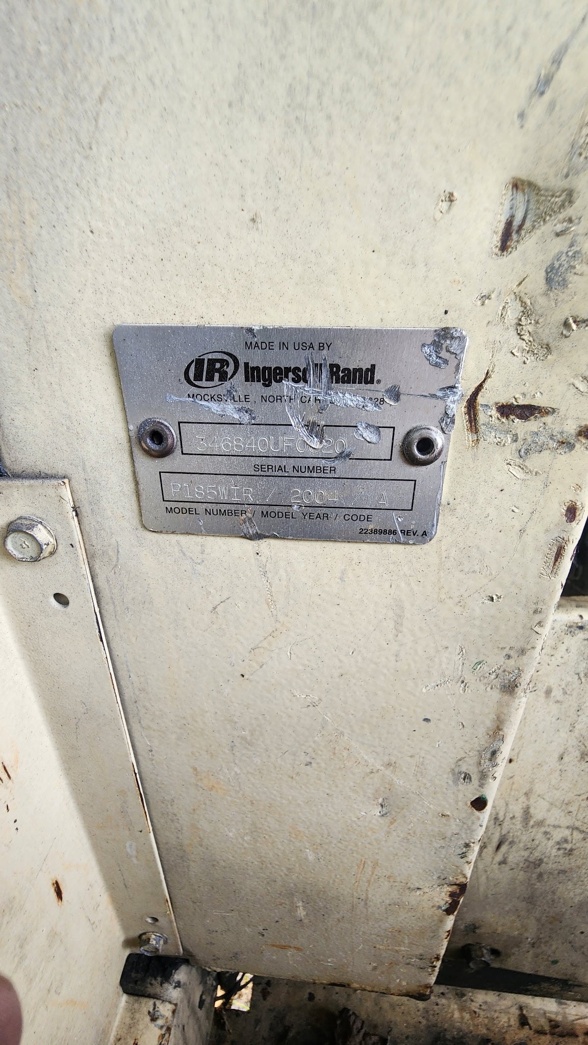 Ingersol 185 CFM Air Compressor- used